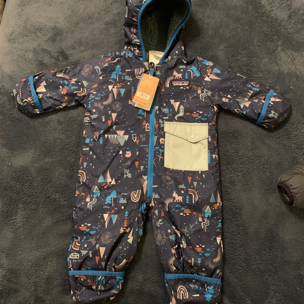 Patagonia 0-3 month snow suit.